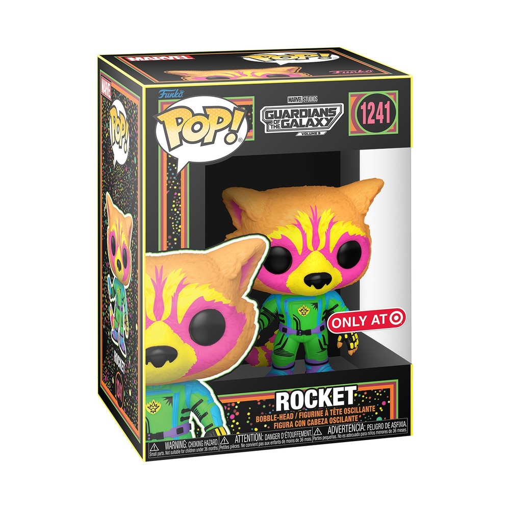 Funko Pop Marvel Rocket #1241 Target Exclusive Blacklight GotG3 Vinyl Figure